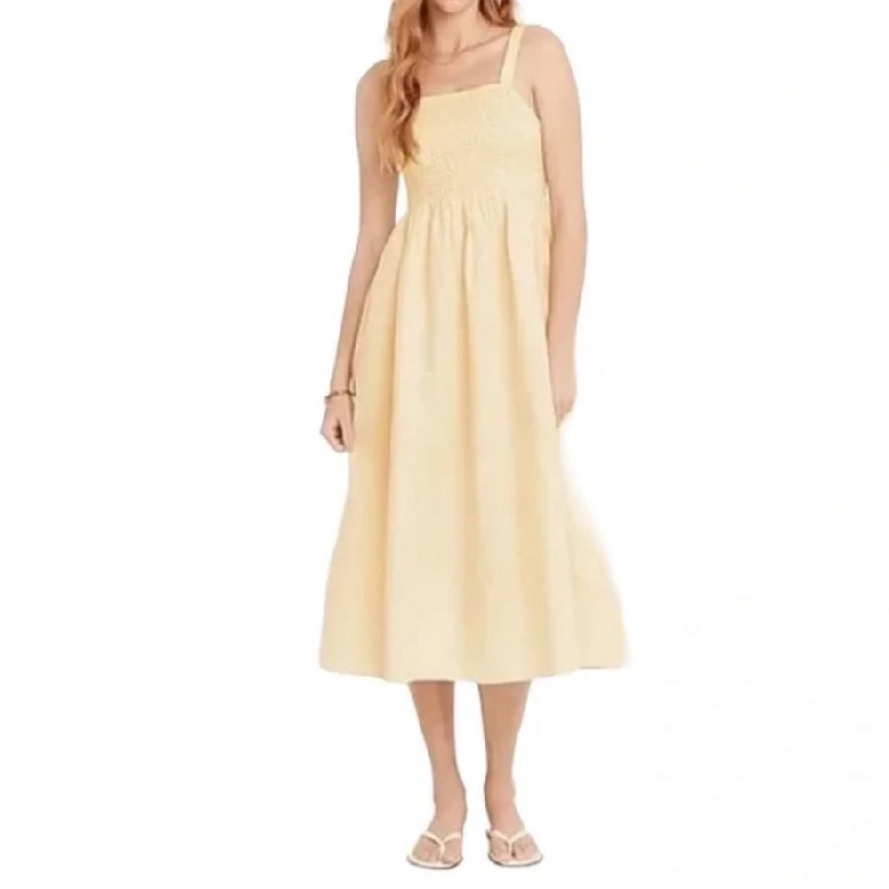 J. Crew Smocked Beach Dress in Linen Warm Honey Eoe Size XL.